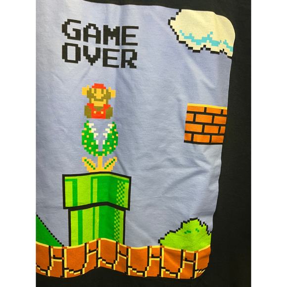 Super Mario bros Shirt Game Over Nintendo Video Game Graphic Balck tee 2XL - Picture 4 of 8